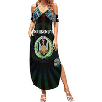 Personalized Djibouti Roots Summer Maxi Dress African Map in Fingerprint and Tribal Colors