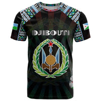 Personalized Djibouti Roots T Shirt African Map in Fingerprint and Tribal Colors