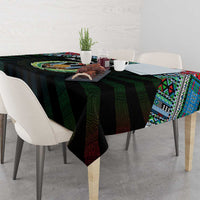 Djibouti Roots Tablecloth African Map in Fingerprint and Tribal Colors