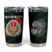 Djibouti Roots Tumbler Cup African Map in Fingerprint and Tribal Colors