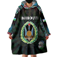 Personalized Djibouti Roots Wearable Blanket Hoodie African Map in Fingerprint and Tribal Colors