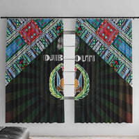 Djibouti Roots Window Curtain African Map in Fingerprint and Tribal Colors