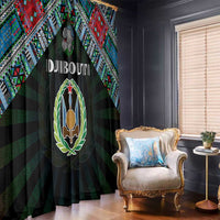 Djibouti Roots Window Curtain African Map in Fingerprint and Tribal Colors