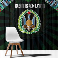 Djibouti Roots Window Curtain African Map in Fingerprint and Tribal Colors