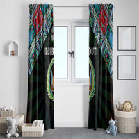 Djibouti Roots Window Curtain African Map in Fingerprint and Tribal Colors