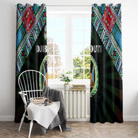 Djibouti Roots Window Curtain African Map in Fingerprint and Tribal Colors