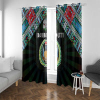 Djibouti Roots Window Curtain African Map in Fingerprint and Tribal Colors