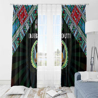 Djibouti Roots Window Curtain African Map in Fingerprint and Tribal Colors