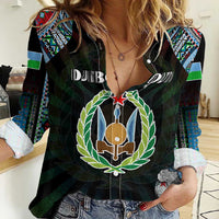 Personalized Djibouti Roots Women Casual Shirt African Map in Fingerprint and Tribal Colors