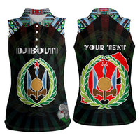 Personalized Djibouti Roots Women Sleeveless Polo Shirt African Map in Fingerprint and Tribal Colors