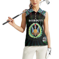 Personalized Djibouti Roots Women Sleeveless Polo Shirt African Map in Fingerprint and Tribal Colors