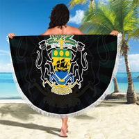 Gabon Roots Beach Blanket African Map in Fingerprint and Tribal Colors