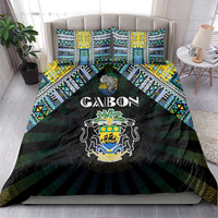 Gabon Roots Bedding Set African Map in Fingerprint and Tribal Colors