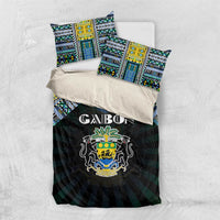 Gabon Roots Bedding Set African Map in Fingerprint and Tribal Colors