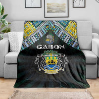 Gabon Roots Blanket African Map in Fingerprint and Tribal Colors