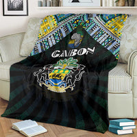 Gabon Roots Blanket African Map in Fingerprint and Tribal Colors