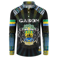 Personalized Gabon Roots Button Sweatshirt African Map in Fingerprint and Tribal Colors