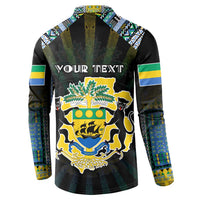 Personalized Gabon Roots Button Sweatshirt African Map in Fingerprint and Tribal Colors