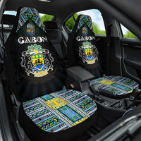 Gabon Roots Car Seat Cover African Map in Fingerprint and Tribal Colors