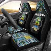Gabon Roots Car Seat Cover African Map in Fingerprint and Tribal Colors