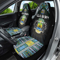 Gabon Roots Car Seat Cover African Map in Fingerprint and Tribal Colors