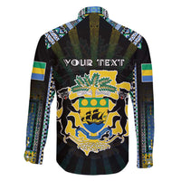 Personalized Gabon Roots Family Matching Off Shoulder Short Dress and Hawaiian Shirt African Map in Fingerprint and Tribal Colors