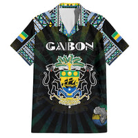 Personalized Gabon Roots Hawaiian Shirt African Map in Fingerprint and Tribal Colors