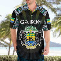Personalized Gabon Roots Hawaiian Shirt African Map in Fingerprint and Tribal Colors