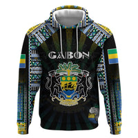 Personalized Gabon Roots Hoodie African Map in Fingerprint and Tribal Colors
