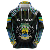 Personalized Gabon Roots Hoodie African Map in Fingerprint and Tribal Colors