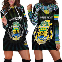 Personalized Gabon Roots Hoodie Dress African Map in Fingerprint and Tribal Colors
