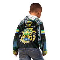 Personalized Gabon Roots Kid Hoodie African Map in Fingerprint and Tribal Colors