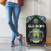Gabon Roots Luggage Cover African Map in Fingerprint and Tribal Colors