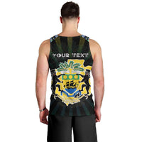 Personalized Gabon Roots Men Tank Top African Map in Fingerprint and Tribal Colors