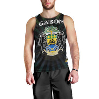 Personalized Gabon Roots Men Tank Top African Map in Fingerprint and Tribal Colors