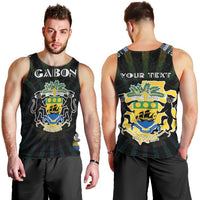 Personalized Gabon Roots Men Tank Top African Map in Fingerprint and Tribal Colors