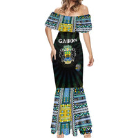 Personalized Gabon Roots Mermaid Dress African Map in Fingerprint and Tribal Colors