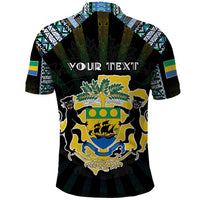 Personalized Gabon Roots Polo Shirt African Map in Fingerprint and Tribal Colors