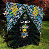 Gabon Roots Quilt African Map in Fingerprint and Tribal Colors