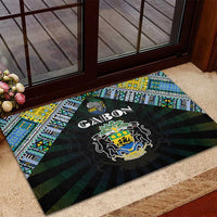 Gabon Roots Rubber Doormat African Map in Fingerprint and Tribal Colors