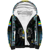Personalized Gabon Roots Sherpa Hoodie African Map in Fingerprint and Tribal Colors