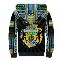 Personalized Gabon Roots Sherpa Hoodie African Map in Fingerprint and Tribal Colors