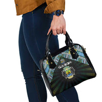 Gabon Roots Shoulder Handbag African Map in Fingerprint and Tribal Colors