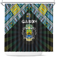 Gabon Roots Shower Curtain African Map in Fingerprint and Tribal Colors