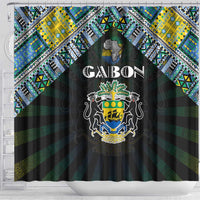 Gabon Roots Shower Curtain African Map in Fingerprint and Tribal Colors