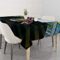 Gabon Roots Tablecloth African Map in Fingerprint and Tribal Colors