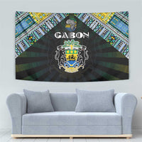 Gabon Roots Tapestry African Map in Fingerprint and Tribal Colors