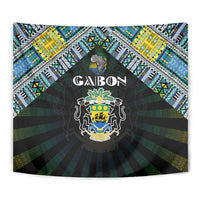 Gabon Roots Tapestry African Map in Fingerprint and Tribal Colors