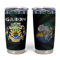 Gabon Roots Tumbler Cup African Map in Fingerprint and Tribal Colors