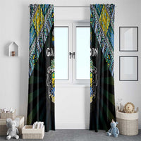 Gabon Roots Window Curtain African Map in Fingerprint and Tribal Colors